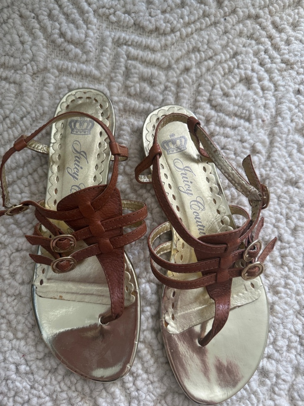 Juicy couture ' Brown Leather Strap Sandals sz 8.5